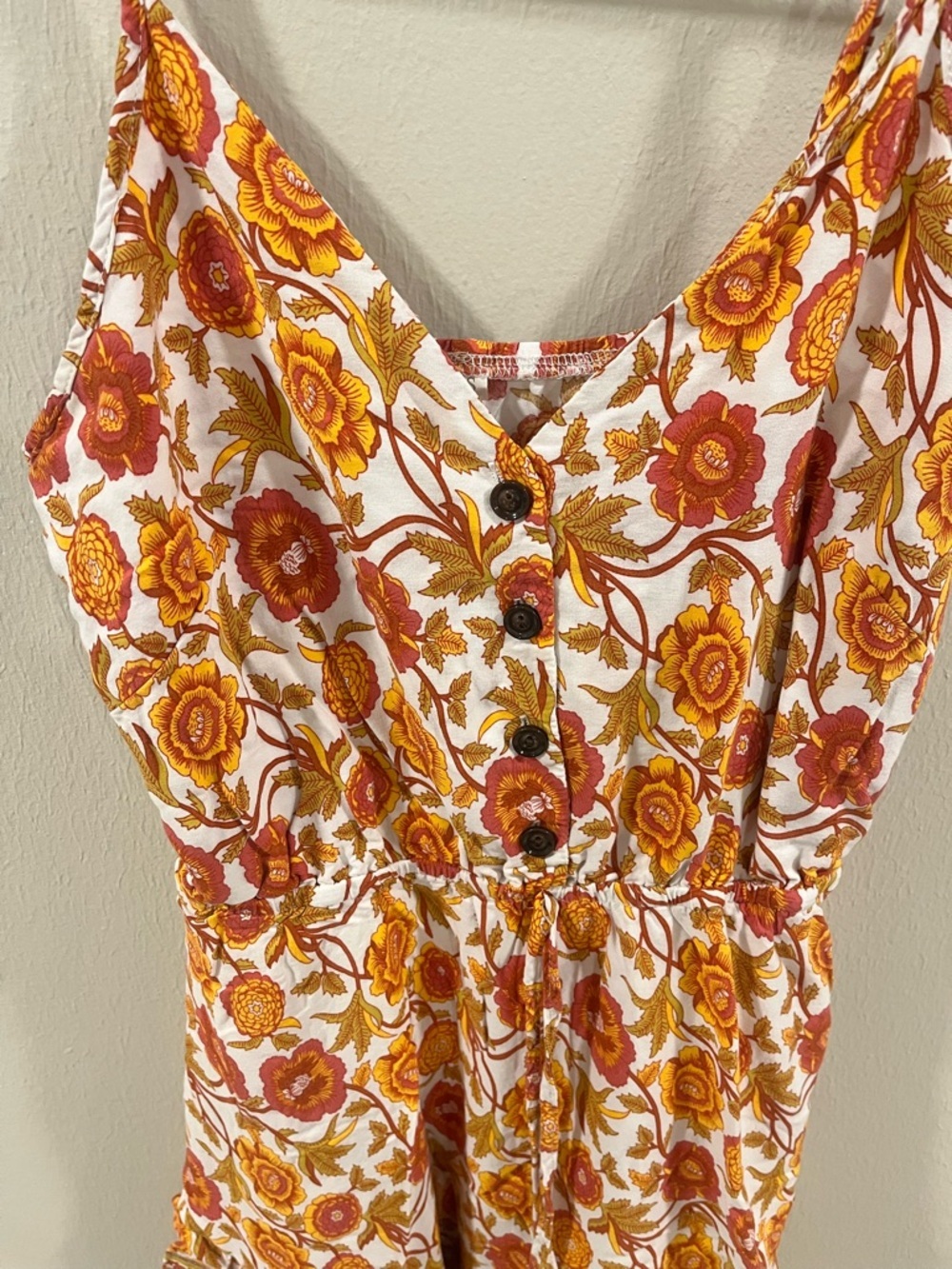 Boho Floral Button-Front Mini Dress - Small - Picture 2 of 9